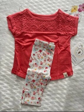 Coral Kids Set with Floral Capri